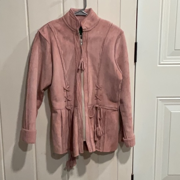 Grownbeans Karen Groner pink suede jacket sherpa lines size S - Picture 1 of 5